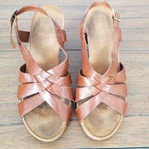 Brown wedge sandals